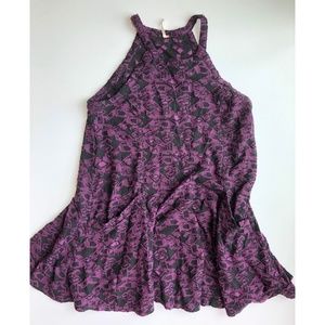 Free People Purple and Black Patterned Dress